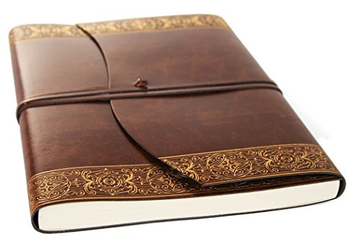 LEATHERKIND Maya Diario de Cuero Reciclado Gold, A4 Páginas Lisas - Hecho a Mano en Italia