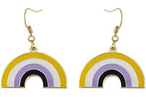 SINWINKORI Progress Transgender Rainbow Pansexual Asexual Bisexual Lesbian Nonbinary Sun Set Lesbian Dangle Earing Gay & Lesbian LGBT Pride Gifts Rainbow Jewelry