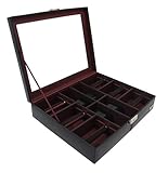 Platz für 4 Uhren in entnehmbaren Polstern und 6 Krawatten