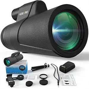 Monocular Telescope | 12X50 Telescope with Phone Adapter for Stargazing, Birdwatching, Hunting | Anti-Fog, Dust-Proof, Water Resistant Monocular with Smartphone Holder and Metal Tripod by HD360PRO
