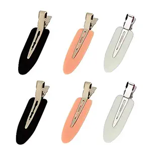 6 Pieces No Bend Hair Clips, No Crease Hair Clips, Makeup Clips for Hairstyling (Black&Pink&White)