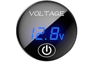 Digital Voltmeter, Asudaro Mini Car Voltmeter Round Panel Voltmeter Motorrad Batterie Anzeige Voltmeter DC 5V-48V LED Digital Voltmeter Panel mit ON/OFF Touch-Schalter für Auto Motorrad Boot,Blau