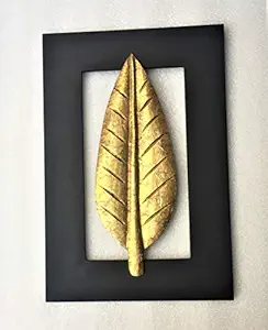 Aalokik Art Handcrafted Made of Brass Metal Cladding with Carved Wood Arrow Leaf Wall Art (Gold)