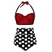 Produktbild Bikini-Set, LANSKIRT Damen Retro Stil Polka-Punkt mit Hoher Taille Badeanzug Bikini Set (M, Rot1)