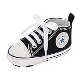★★ Upper: Leinwand Auxma Babyschuhe Baby Schuhe Sneakers aus Leinwand mit weichen und rutschfesten Sohle Für 3-6 6-12 12-18 Monat (3-6 M, Schwarz)