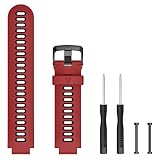 Nourich 22mm Silikonarmband, einstellbare Größe, Ersatzarmband für Garmin Forerunner 735XT-Uhr mit Stecker und Schraubendreher (Rot)