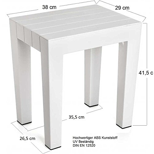 Hochwertiger Dusch-Hocker Badhocker / Duschstuhl mit 130 kg Tragkraft. Duschsitz nach DIN EN 12520. Badhocker aus ABS Kunststoff – leicht und dennoch robust. Multifunktions-Hocker in weiß oder braun. (Weiß) - 3