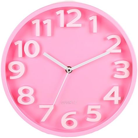 TIANT UK- 12 inch Modern Stylish Elegant Silent Non-ticking Round Wall Clock ( Color : Pink )