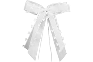 SHPUJUN 10 StüCk Autoschleifen Hochzeit,Weiß Organza mit Herzen Schleifen,TüLl Hochzeitsdeko,für Autoschmuck,Hochzeit Party,Geburtstag Geschenverpackung,Autodekoration Accessoires,Hochzeitsband,20x15cm