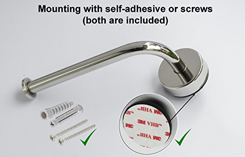 Kapitan Toilettenpapierhalter Ohne Bohren Edelstahl 18/10 3M VHB Selbstklebendes Wandmontage Poliert, Made in der EU, 20 Jahre Garantie - 2