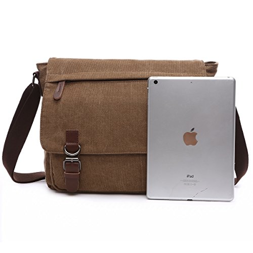 BAOSHA MS-08 Canvas Umh  ngetasche Schultertasche 15 Zoll Computer Laptop Tasche Crossbody Messenger Bag f  r Arbeit Uni Reise Sport  Kaffee 