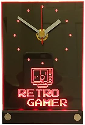 Nintendo RED Retro Gaming 3D Effect Light Up Table or Desk Clock for Home Office or Games Room Battery or USB Powered