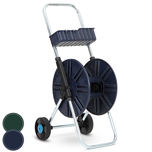 Preisvergleich Produktbild Jago Gartenschlauchwagen Schlauchaufroller Schlauchhalter Schlauchtrommel in Blau oder Grün 60 m - 1 / 2"