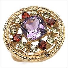 Annabelle Ring Vermeil Amethyst Peridot Garnet 49,52,53,54,55,56,57 Purple violet