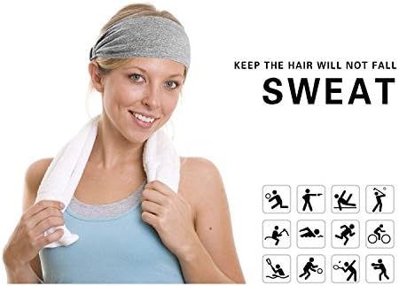 yoga fitness mens headband sports， joyking High elasticity Headband for Sports or Fashion， 9.6inch 100% High density fabric(light gray)