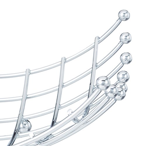 Relaxdays Design Obstschale, Gitter-Optik, Obstkorb verchromt, Dekoschale, Stehend, HBT: ca. 9 x 23,5 x 17,5 cm, silber - 3