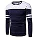 Produktbild Manadlian Frühling Herbst Winter Mode Männer Langarm Patchwork Pullover Sweatshirt Oberteile Abschlag Outwear Bluse (L, Marine)