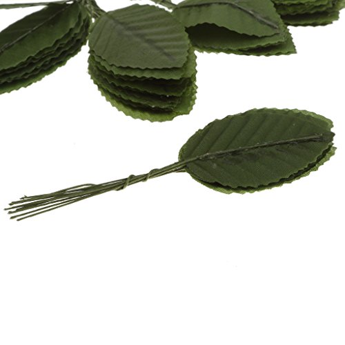 200pcs Künstliche Blätter Deko Blätter Grün Floristik Basteln Hobby Seide Rosenblätter Blumensträuße Hochzeit Knopfhellgrün – dunkelgrün - 3