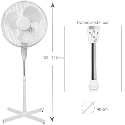 Oramics Stand Ventilator mit 3 Geschwindigkeitsstufen Ø 40cm in Weiß, 45 W Standlüfter - 2