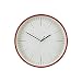 Produktbild JONES CLOCKS® Spartacus Wanduhr, minimalistisches Design, farbiges Gehäuse, cremefarbenes Zifferblatt, Schwarze und graue Zeiger, 30 cm (Rot)