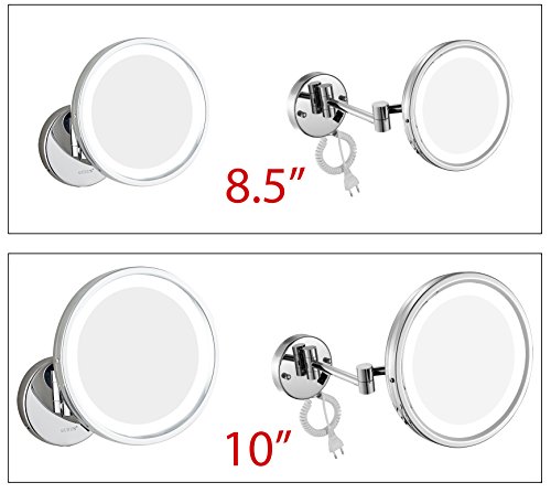 GuRun Wand LED Kosmetikspiegel Beleuchtet 10 Fach Vergroesserung,durchmesser 25cm,verchromt M1807D(25CM,10X) - 4