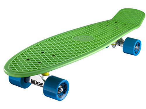 Ridge Skateboard 69 cm 27 inch Nickel Cruiser Retro Stil M Rollen Komplett Fertig Montiert, Unisex, Verde/Blu
