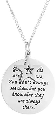 Galaxia Air Good Friends Are Like Stars Inspirational Friendship Quotes Stainless Steel Disc and Star Friendship Pendant Necklace