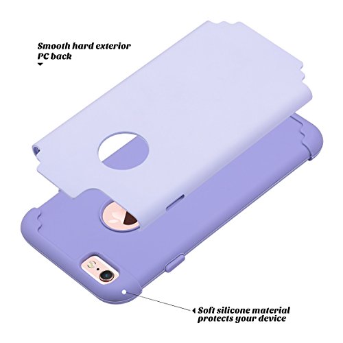 iPhone 6 Case, ULAK iPhone 6S Case Dual Layer Shockproof [Drop Protection] Slim Hybrid Impact Skin Case Cover for Apple iPhone 6 6S (4.7 Inch)(Light Purple)