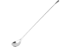 VIFERR Cuillère à Cocktail en Acier Inoxydable, Cuillère à Mélanger à Long Torsadé Manche, Agitateur de Boissons à Motif en Spirale pour Home Bar Restaurant