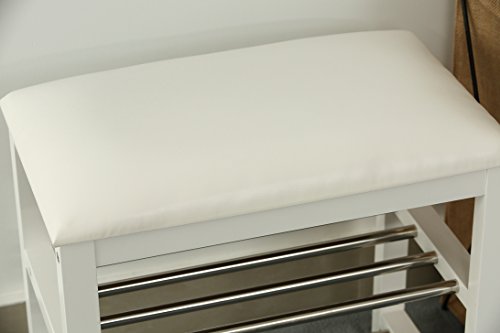 Orolay Schuhbank Sitzbank Schuhregal Schuhschrank Schuhtruhe Badregal Weiß - 4