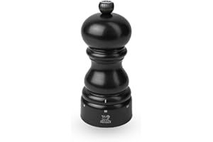 PEUGEOT - Salzmühle Paris u‘Select 12 cm - 6 voreingestellte Mahlgrade - Innovatives Zirlion-Mahlwerk für pulverfeines Salz - Aus PEFC-zertifiziertem Holz - Französisches Know-how - Satin-Schwarz