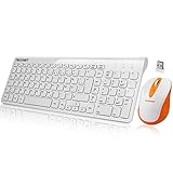 Smart Sleep, Sehr Energiesparend: Wenn Tastatur und Maus nicht benutzt werden, gehen sie automatisch in den Ruhezustand.um Energie zu sparen, damit ihre Standby-Zeit bis zu 22 Monaten erreichen mit 1 AAA-Batterie, und die Maus bis zu 12 Monate Dauereinsatz auf nur zwei AAA-Batterie.(Batterien sind nicht im Lieferumfang)