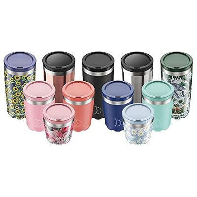 Chilly's La Tasse Chilly's de Voyage isolée | Tasses à café à Double paroi avec couvercles | Acier Inoxydable | Le Logo du Produit reçu Peut Varier | Flamant Tropical | 230ml