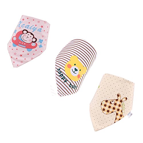 Funny Babies and Toddlers Bibs Fashion Scarf Set of 3,Pink Lovely Monkey