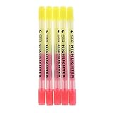 * Material: Plástico P Prettyia 5pcs Marcador de Punta Doble Pluma Fluorescente Bolígrafos de Color Herramienta de Pintura para Estudiantes Niños - amarillo + rosa