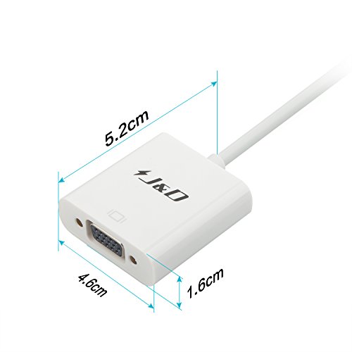 HDMI auf VGA, J&D Goldbeschichteter HDMI auf VGA Konverter inkl. Audio – Weiß - 3