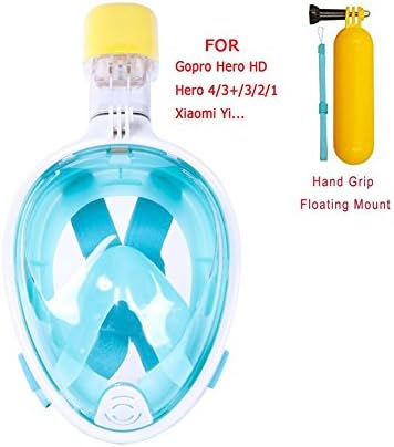Snorkeling Mask,180° View Scuba Diving Full Face Free Breath Design Breath Ventilation Concept Anti-Leak Anti-Fog Swimming Mask For Gopro Hero 4/3+/3/2/1 SJ4000 SJ5000,Xiaomi Yi Sports Action Camera (Green, S/M)
