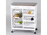 mesa auxiliar de cocina plegable 2 cajones con tirador de plástico imitación de metal Tope de cajón incluido