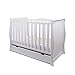 NEW PINEWOOD WHITE SLEIGH MINI COT BED & DRAWER + BRITISH MADE HIGH DENSITY FOAM SAFETY MATTRESS