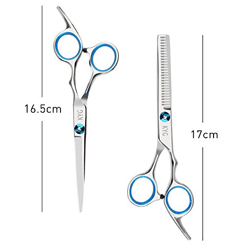 KYG 3er Haarscheren Set Mit 2 Edelstahl Effilierschere Haarschneideschere 1 Kamm Blau - 5