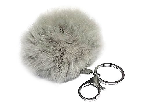 Preisvergleich Produktbild La Loria Schlüsselanhänger Woolly in Grau Anhänger Plüsch Kugel Fellkugel