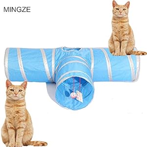 MINGZE Cat Tunnel Toy-T Tipo, Tipo Y, Tipo Recto, Juguete Plegable de 3 vías para Conejos, Gatitos y Perros (Tipo T)