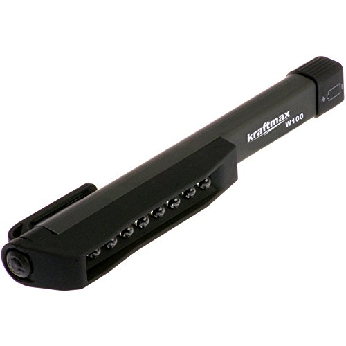 Kraftmax W100 LED Pocketlight Arbeitslampe kabellos, Worklight mit Befestigungs-Clip inklusiv Magnet Halterung, Penlight Inspektionslampe ohne Batterien 48828546