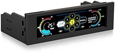 Eximone 5.25" LCD Touch Screen Panel 10W Fan Speed Controller 5 Fans Computer Desktop System Temperature Sensor RPM