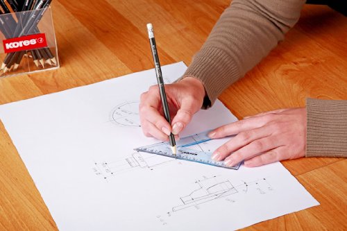 Kores Bleistift Grafitos, HB, 3-kant mit Radierer, 72 Stück, schwarz - 2