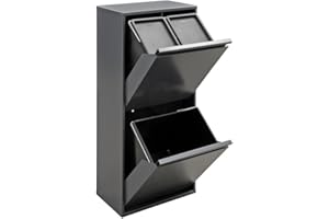 Arregui Basic CR404-B Poubelle de recyclage à 3 compartiments 11 + 11 + 23 l (45 L) avec bacs pour emballages et produits organiques Anthracite