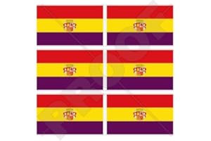 STICKERSWORLD España 2 nd República Española Bandera de estado 40 mm (1,6 ") Mobile teléfono celular Mini de vinilo pegatinas, calcomanías x6