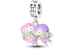 TINSLO Ciondolo 12 Costellazioni Argento Sterling 925 con Cubic Zirconia Pendenti per Pandora Braccialetti, Compatibile con Braccialetti e Collane europei, perfetto Regali per Moglie e Ragazze