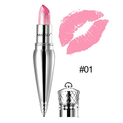 HuntGold Königin Zepter Glänzend Feucht Lippenstift Dauerhaft Feuchtigkeit Glitzer Lippen Kosmetik Kirsch rosa