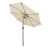 Leymore Parasol de Jardin 8 Baleines en Acier avec manivelle et mécanisme d'inclinaison 2,7 m